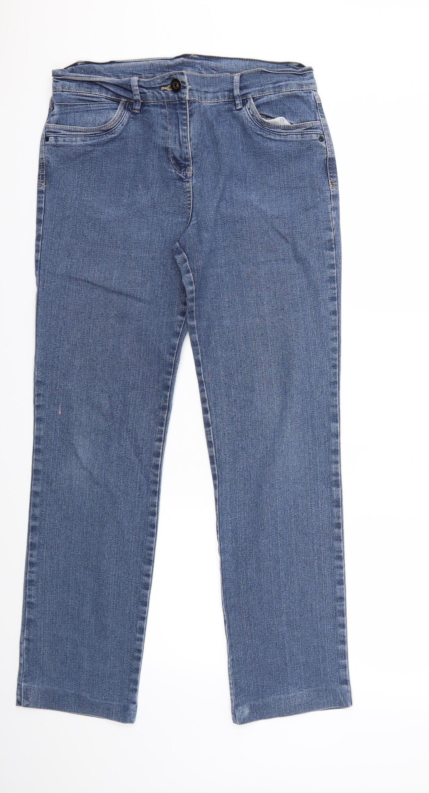 Marks and Spencer Womens Blue  Denim Straight Jeans Size 14 L28 in