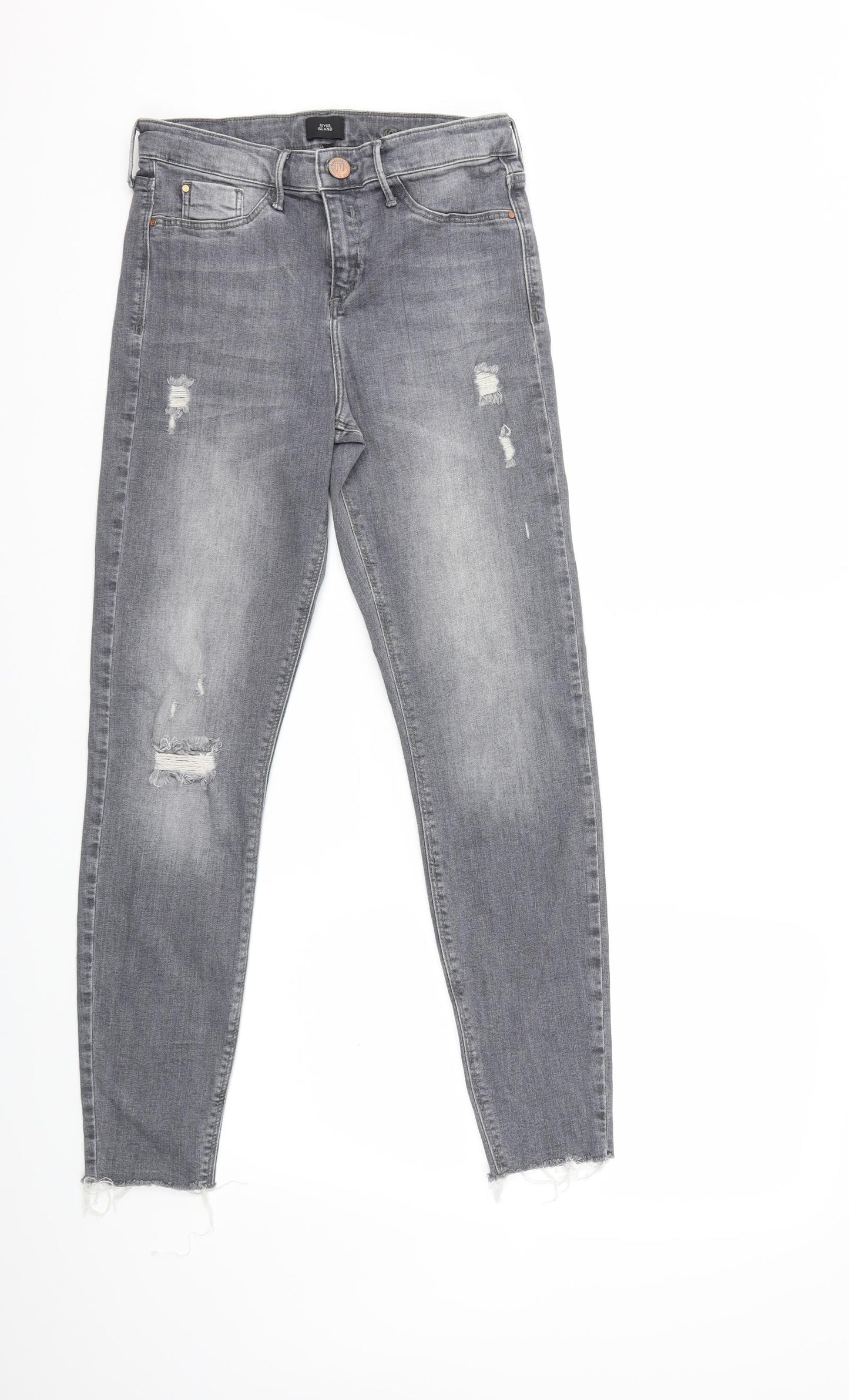 River Island Womens Grey  Denim Skinny Jeans Size 10 L27 in