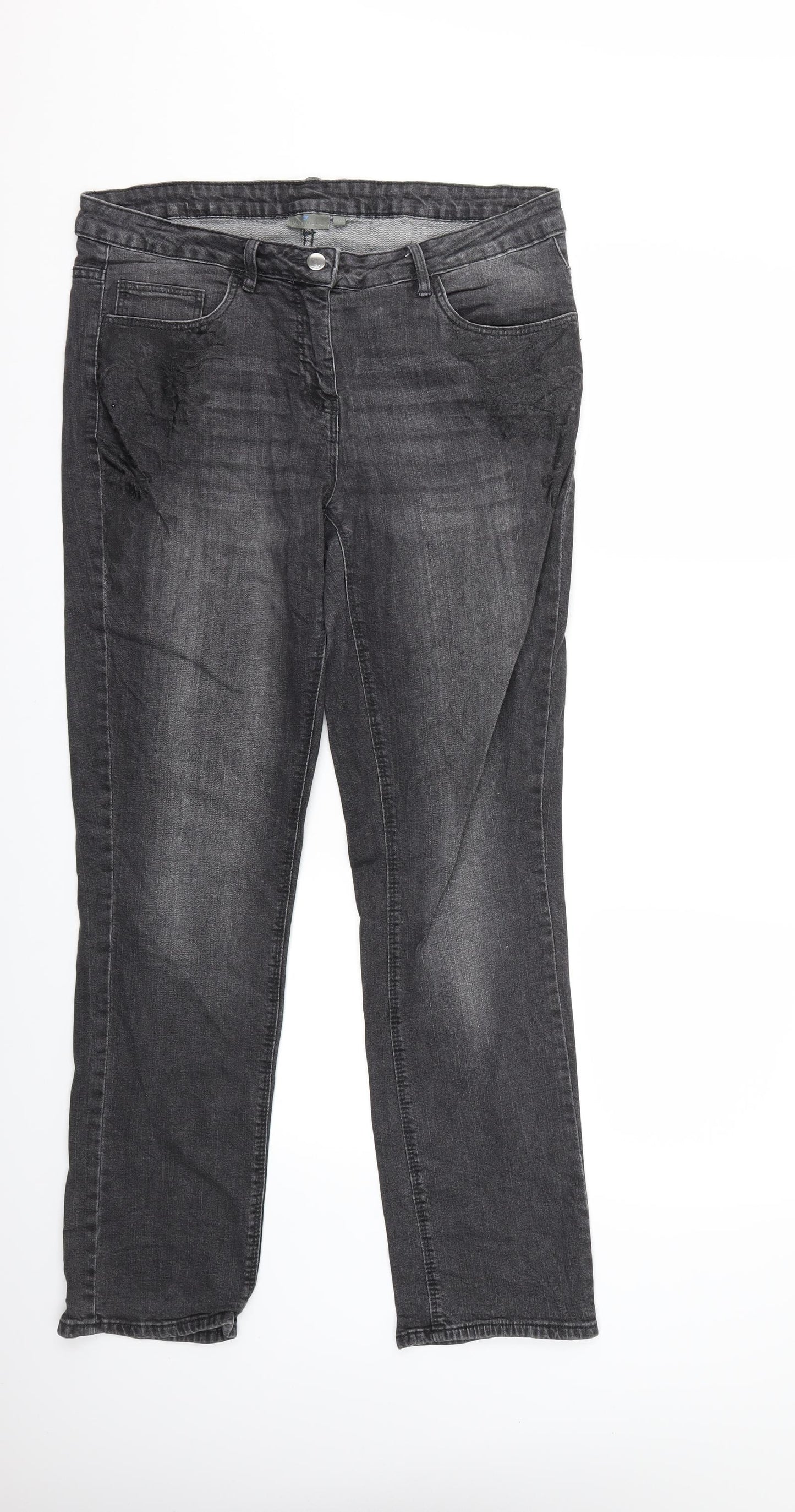 Blue Motion Womens Grey  Denim Straight Jeans Size 14 L30 in