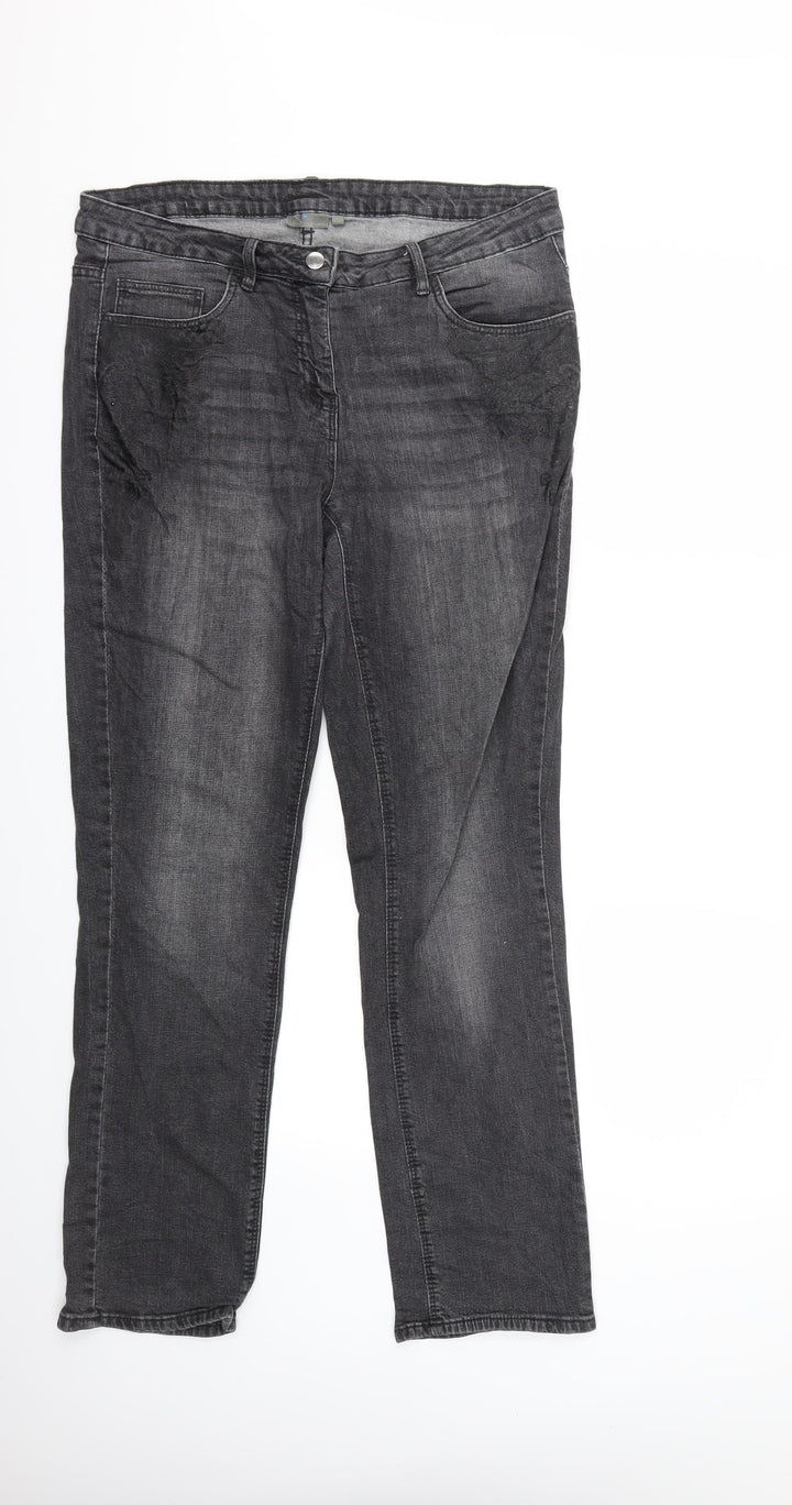 Blue Motion Womens Grey  Denim Straight Jeans Size 14 L30 in