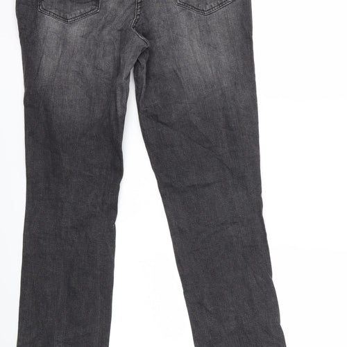 Blue Motion Womens Grey  Denim Straight Jeans Size 14 L30 in