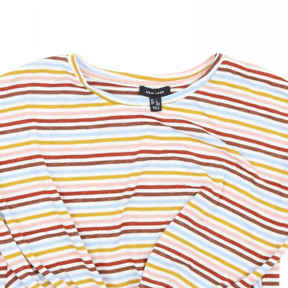 newlook Womens Pink Striped  Basic T-Shirt Size L