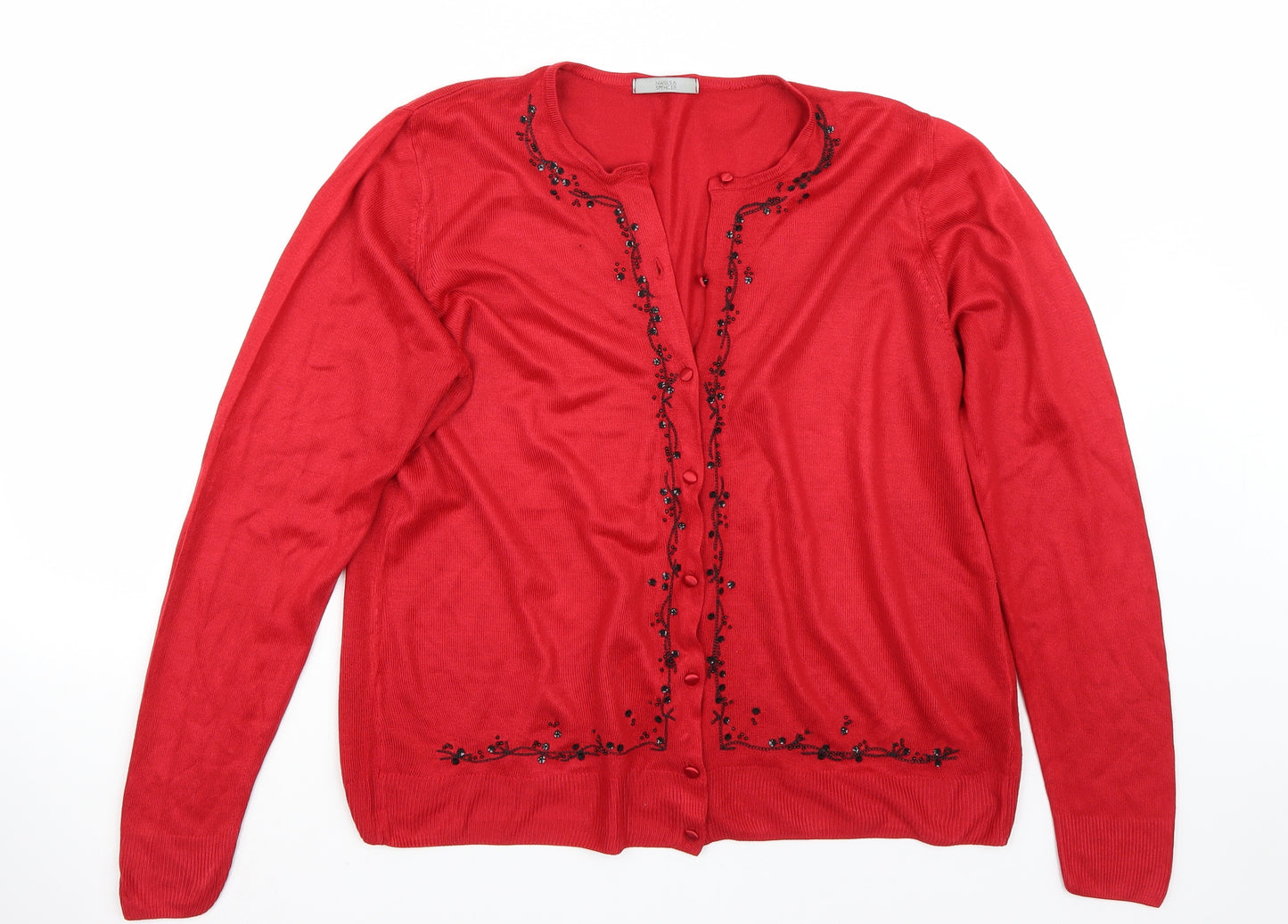 Marks and Spencer Womens Red   Cardigan Jumper Size 14