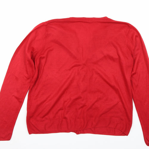 Marks and Spencer Womens Red   Cardigan Jumper Size 14