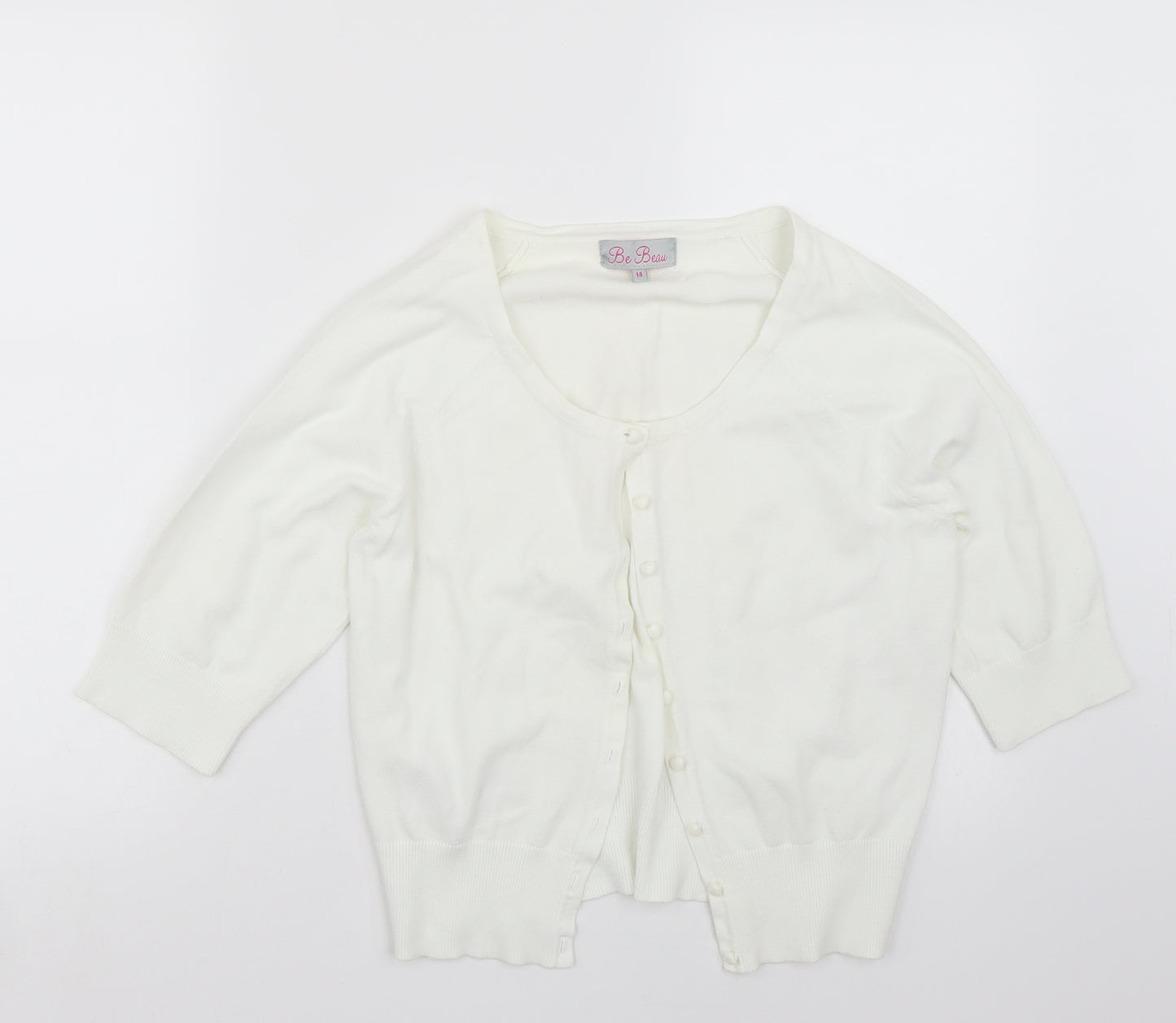 be beau Womens White   Cardigan Jumper Size 14