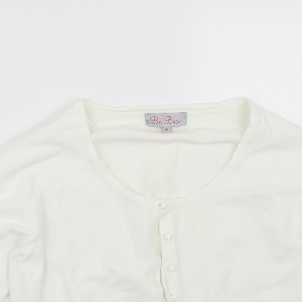 be beau Womens White   Cardigan Jumper Size 14