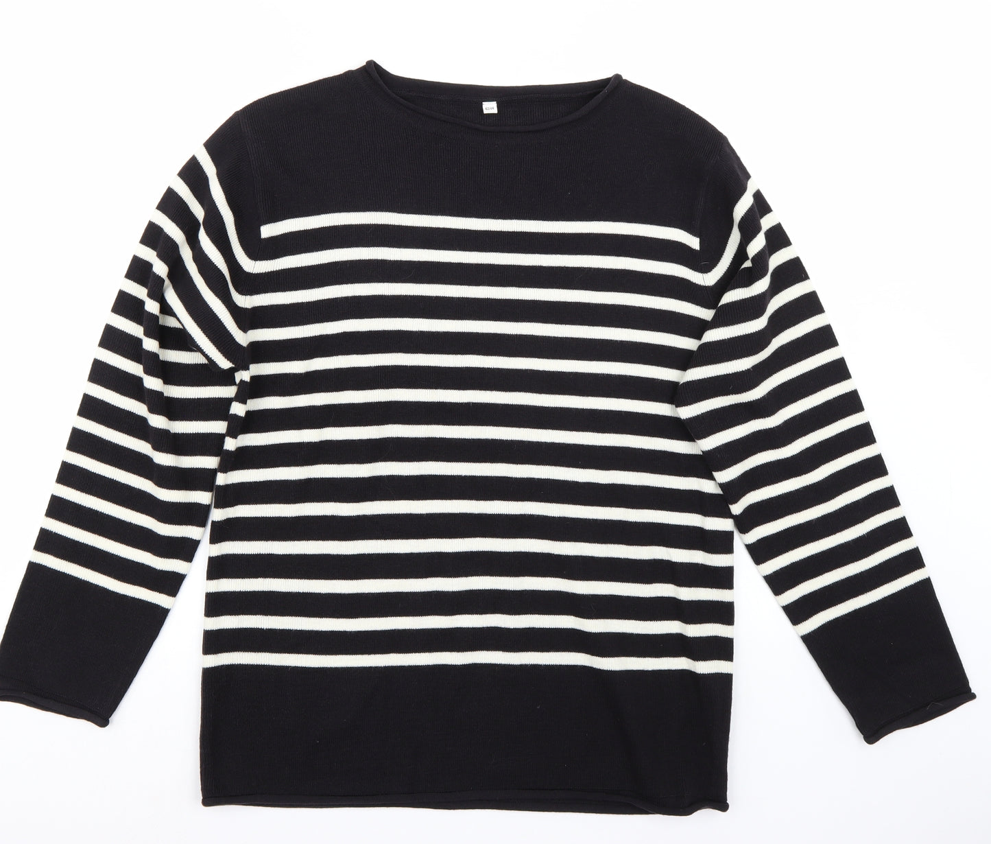 Preworn Womens Black Striped  Pullover Jumper Size 14
