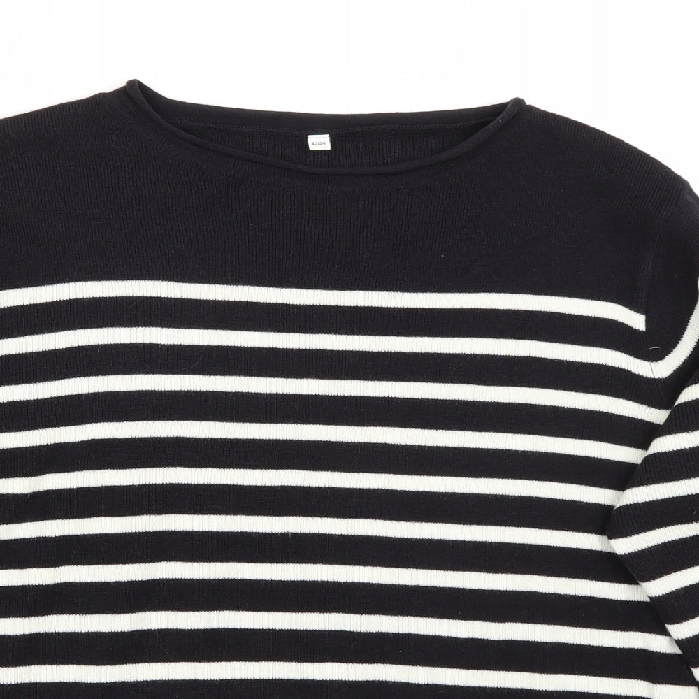 Preworn Womens Black Striped  Pullover Jumper Size 14