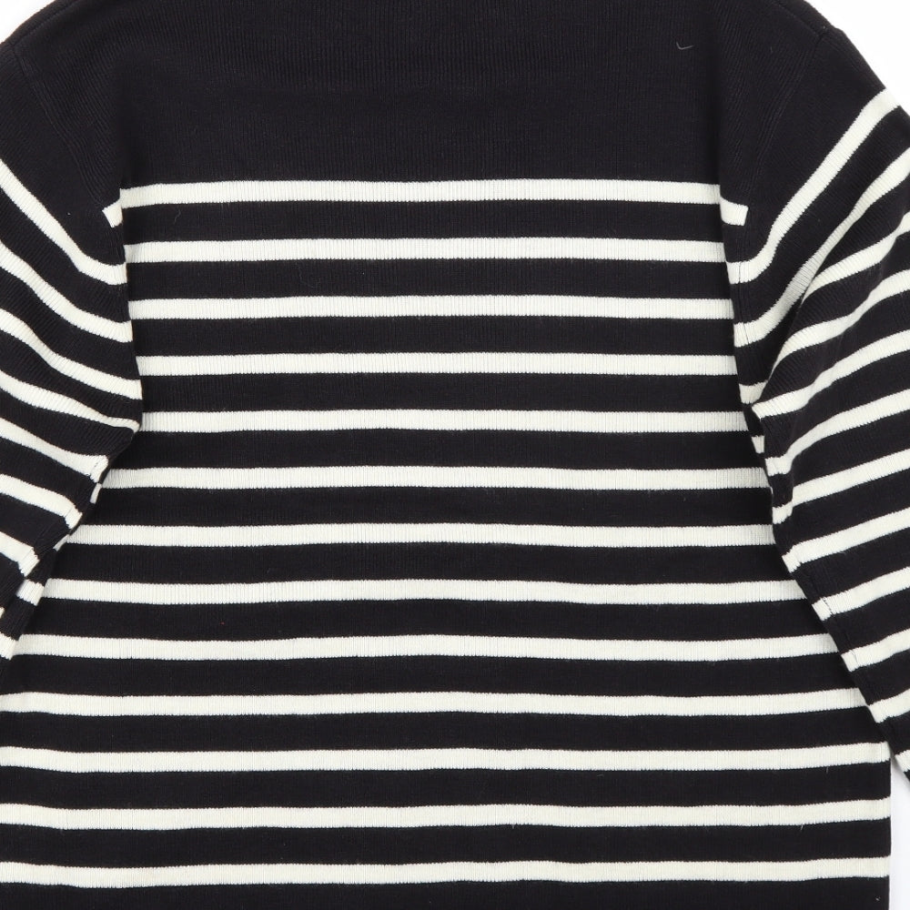 Preworn Womens Black Striped  Pullover Jumper Size 14