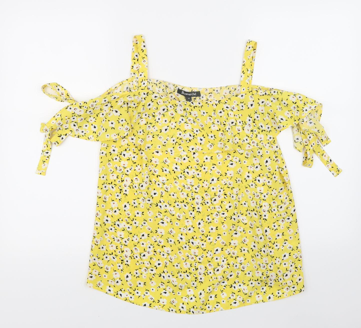 Bonmarché Womens White Floral  Basic Blouse Size 10