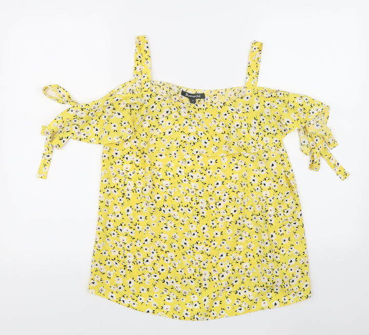Bonmarché Womens White Floral  Basic Blouse Size 10