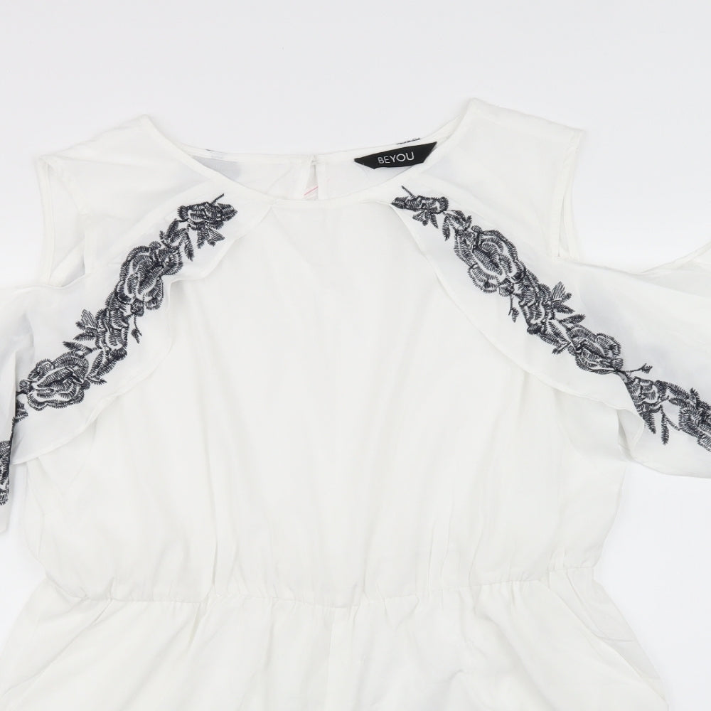 be you Womens White Floral  Playsuit One-Piece Size 16