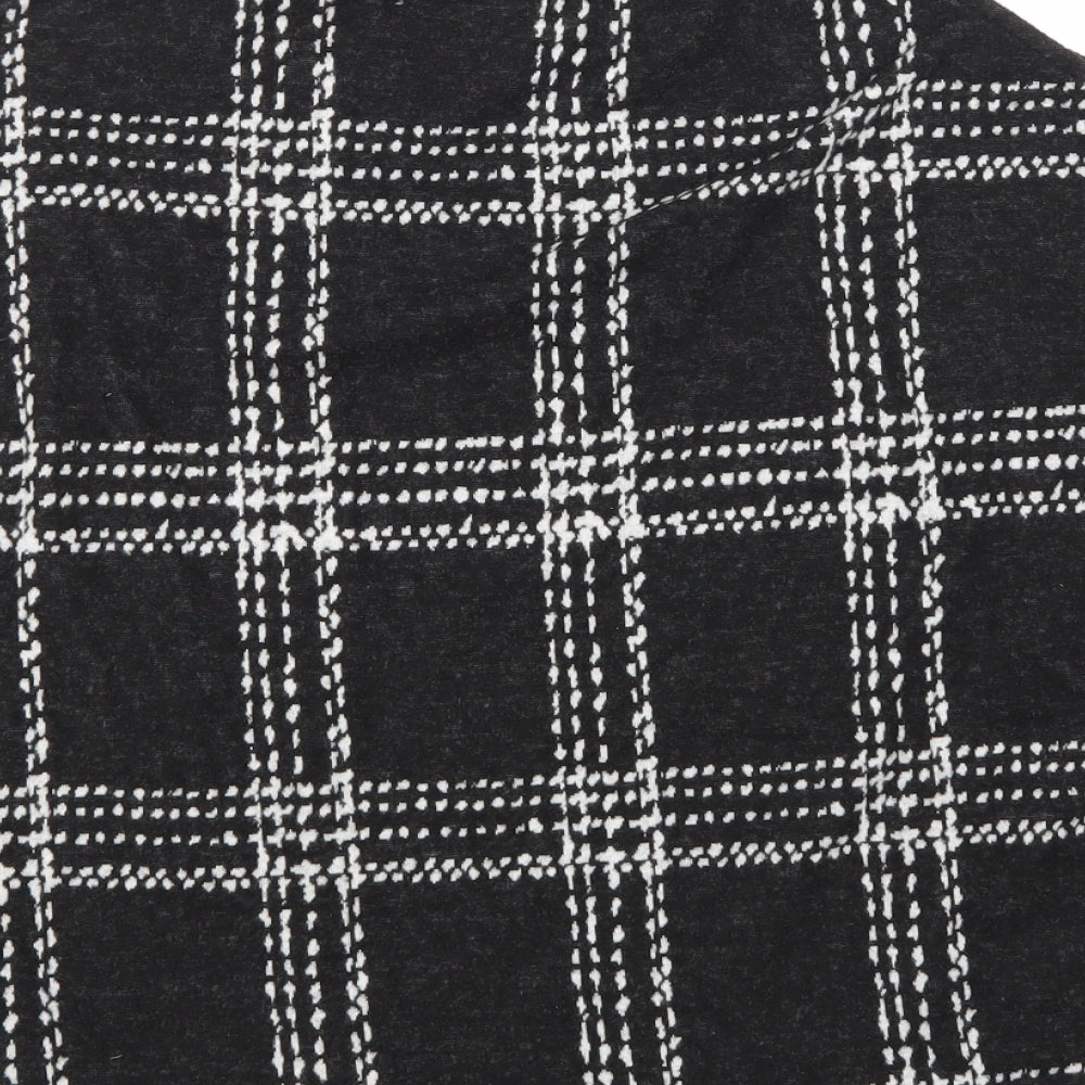 Select Womens Black Check  Basic T-Shirt Size 16