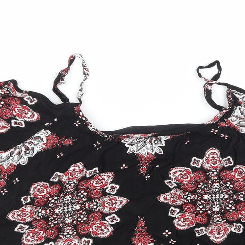 Select Womens Black Floral  Basic Blouse Size 12