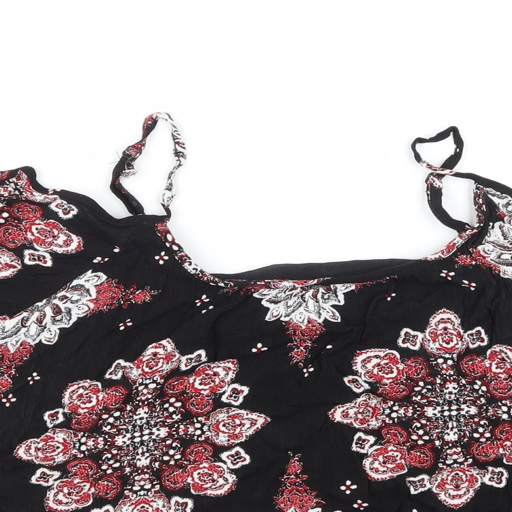 Select Womens Black Floral  Basic Blouse Size 12