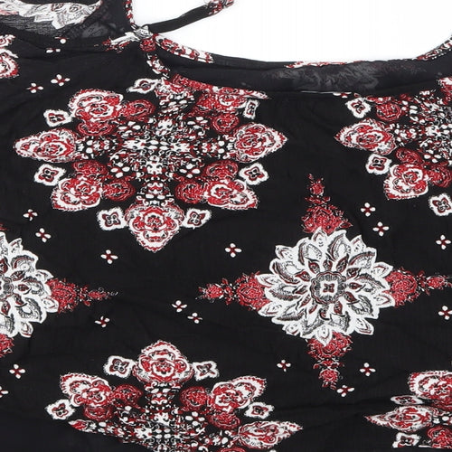 Select Womens Black Floral  Basic Blouse Size 12