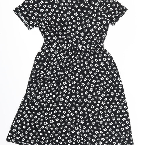Bonmarché Womens Black Floral  Skater Dress  Size 10