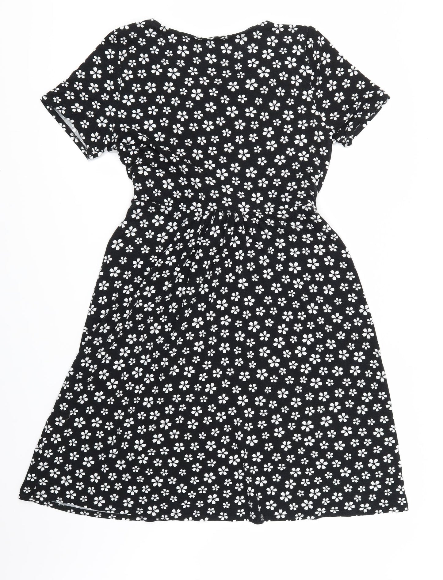 Bonmarché Womens Black Floral  Skater Dress  Size 10