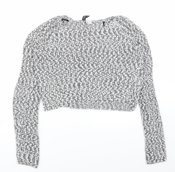 H&M Womens White   Cropped T-Shirt Size S