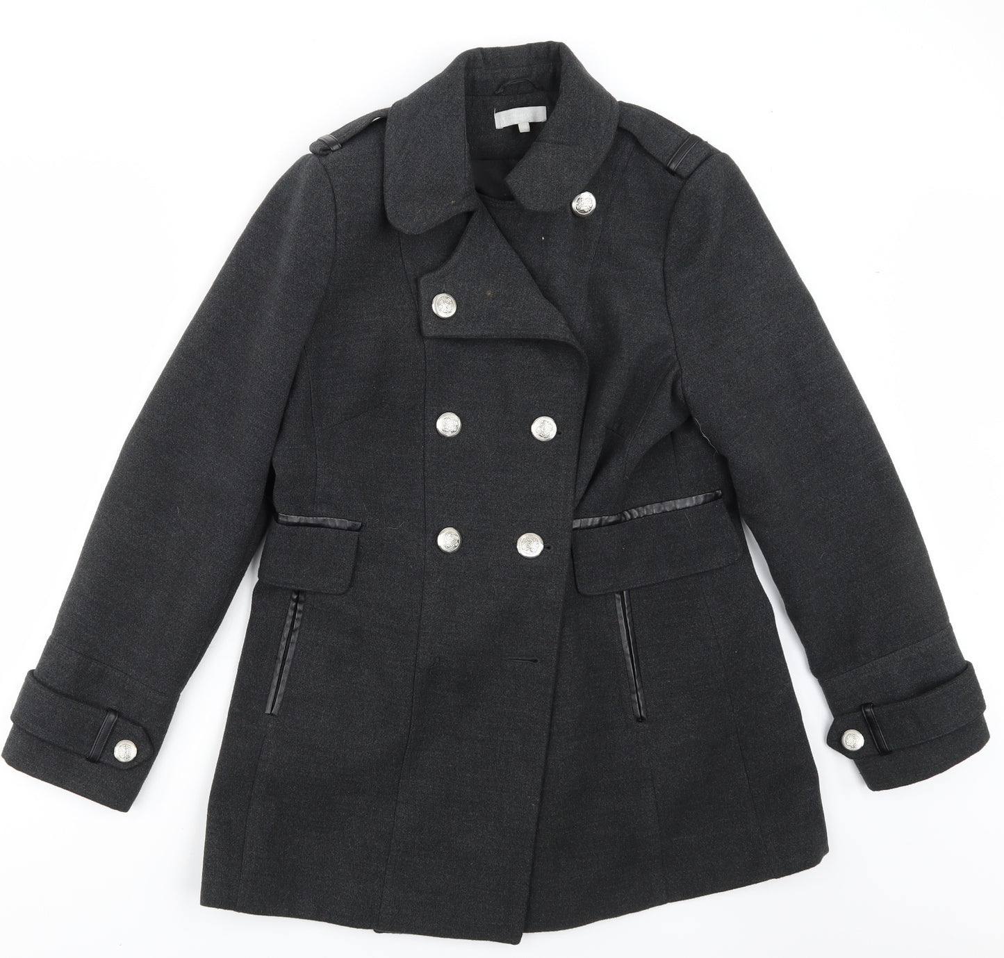 Redhering Womens Grey   Trench Coat Coat Size 18  - missing button