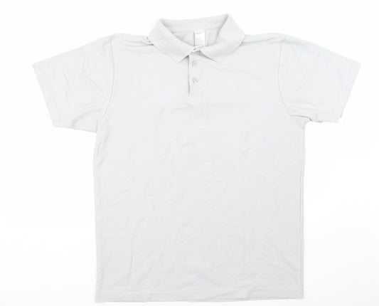 Front view of Alexander men’s grey polo, size L