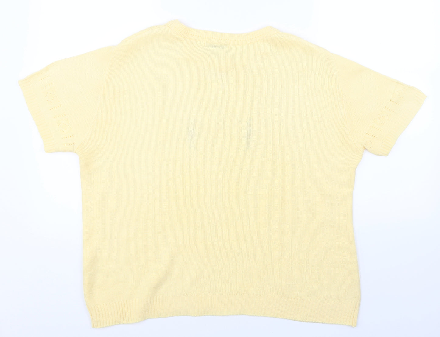 Merry Gold Womens Yellow Floral  Basic T-Shirt Size M