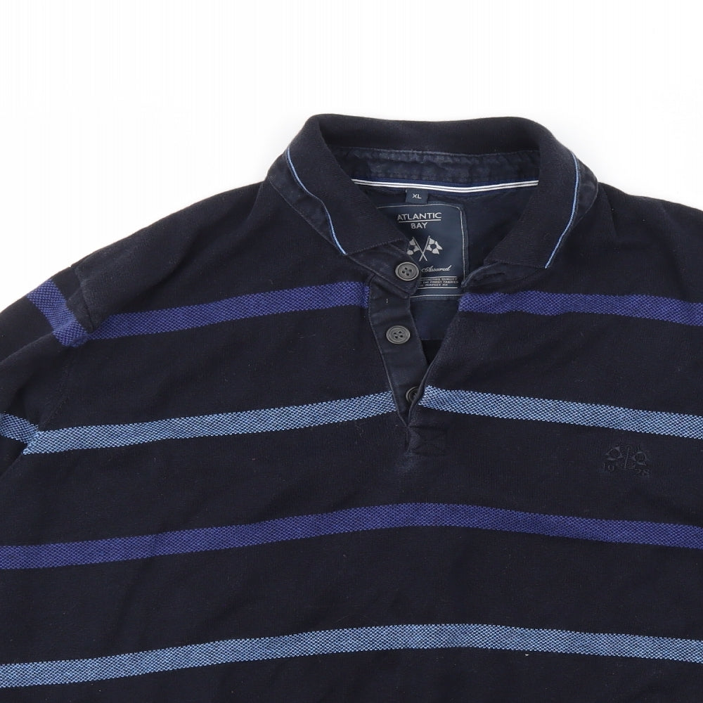 Atlantic Bay Womens Blue Striped  Pullover Jumper Size XL