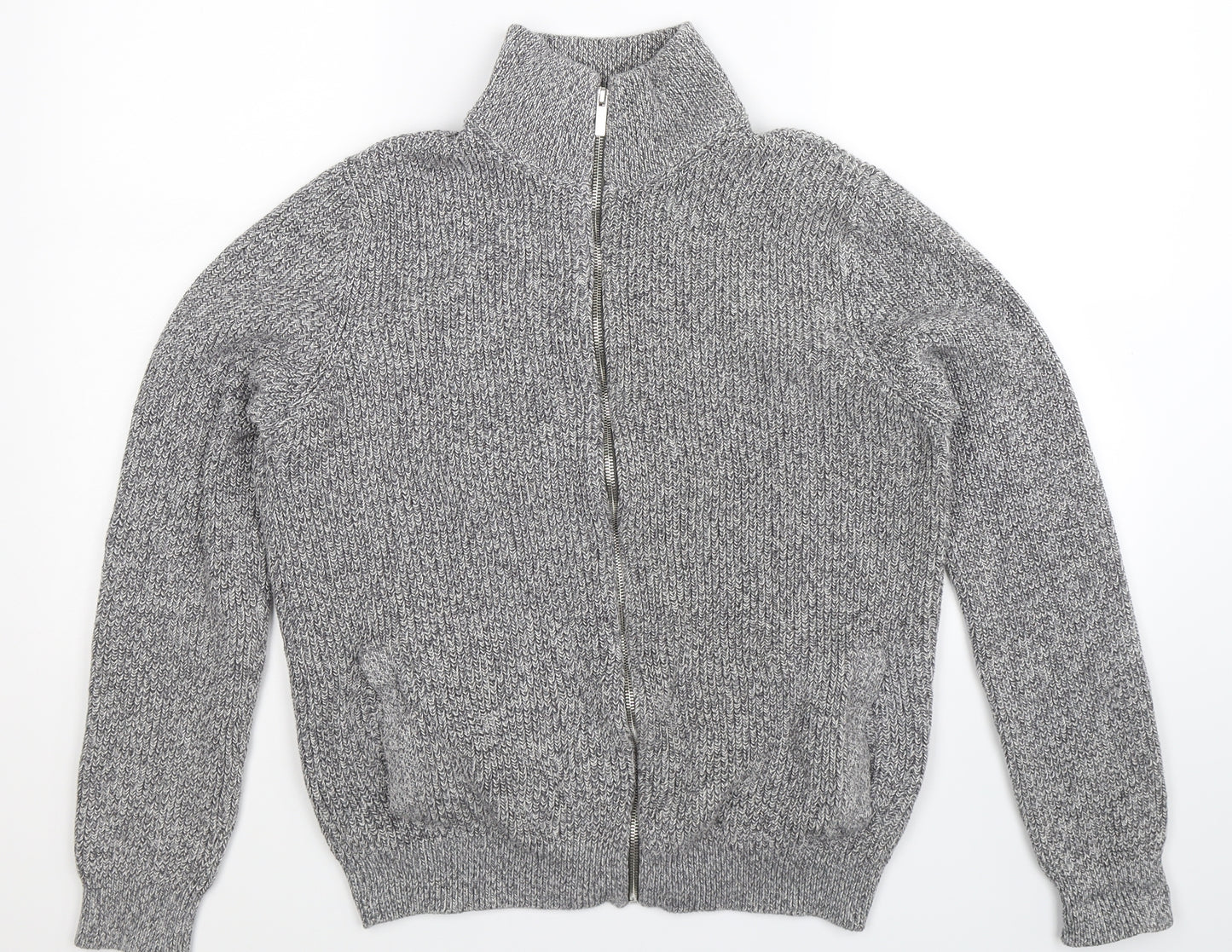 George Mens Grey  Knit Cardigan Jumper Size L