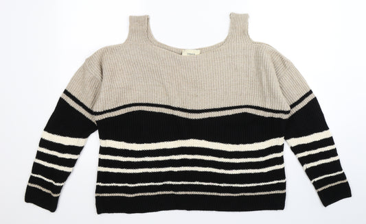 Front view of Papaya women’s multicoloured striped knit jumper, size L