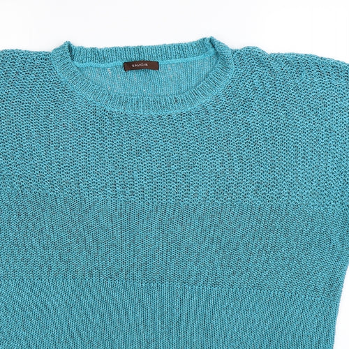 Savoir Womens Blue  Knit Pullover Jumper Size 20