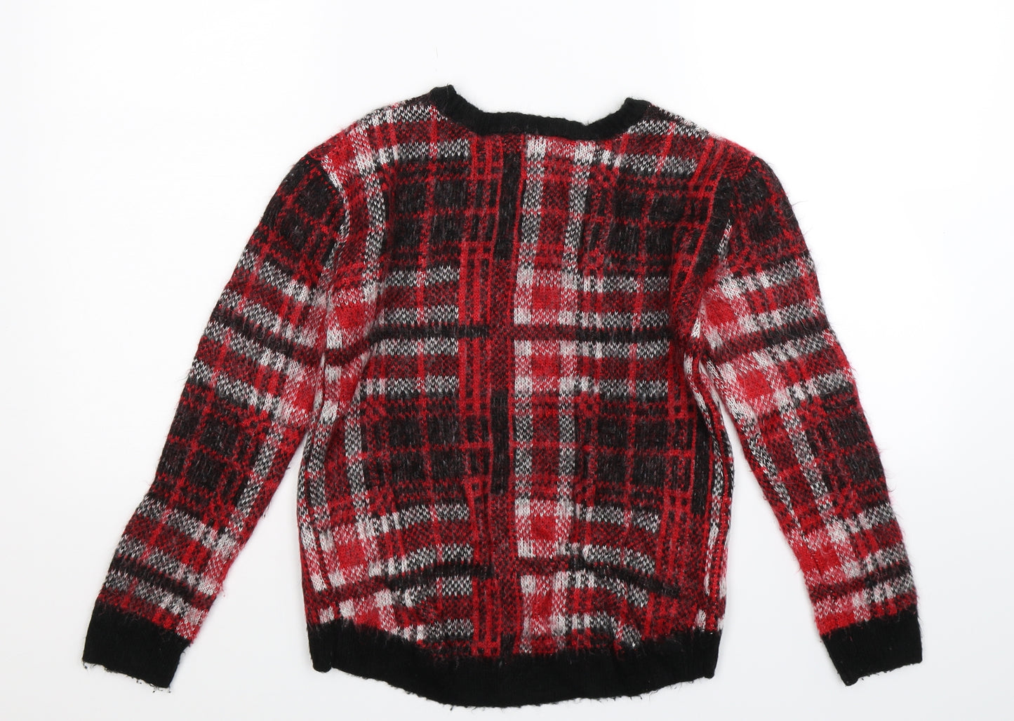 F&F Girls Multicoloured Check Knit Pullover Jumper Size 10-11 Years