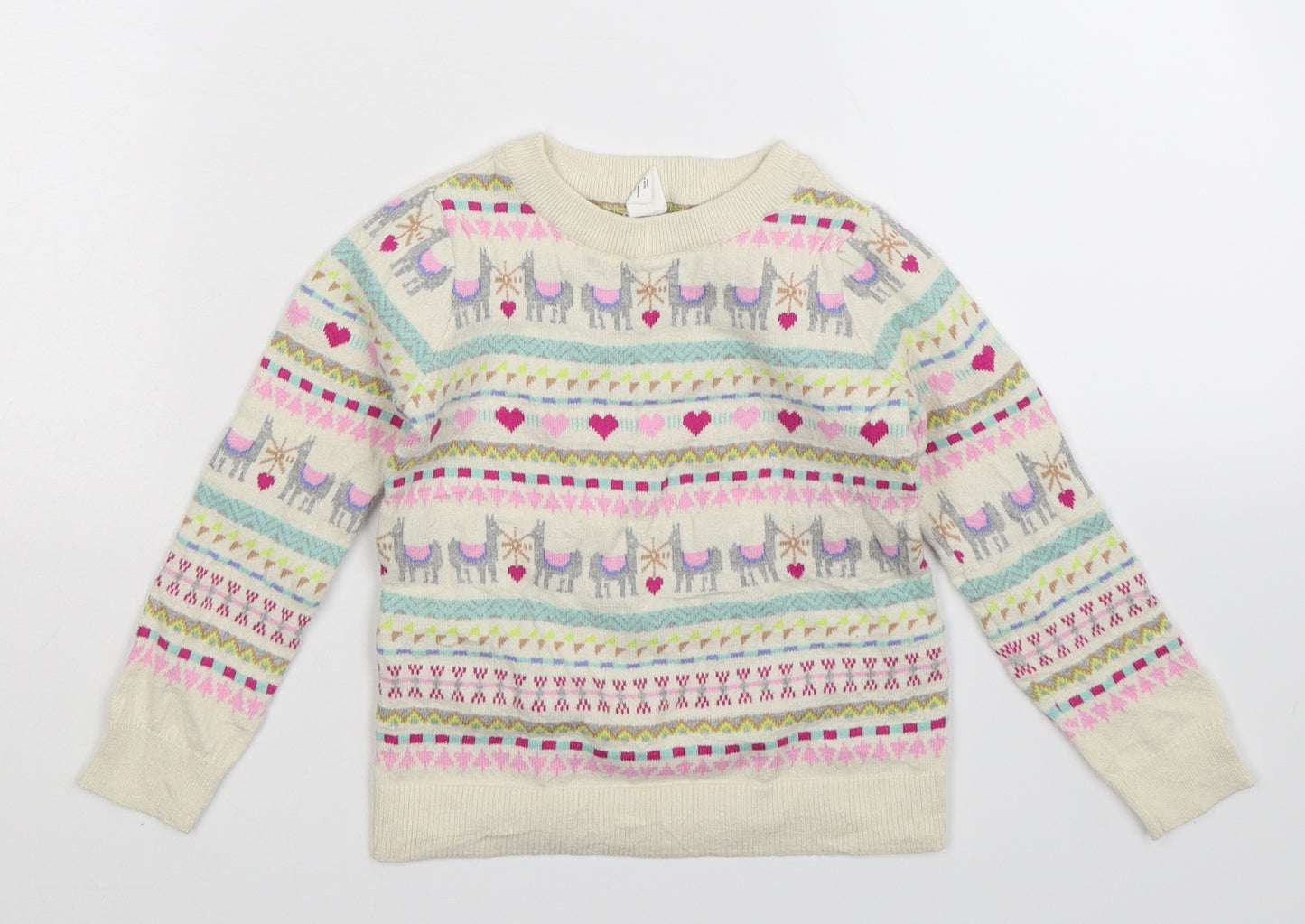 Gap Girls Beige Geometric Knit Pullover Jumper Size 4 Years