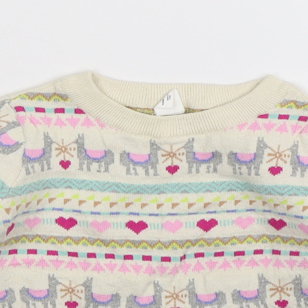 Gap Girls Beige Geometric Knit Pullover Jumper Size 4 Years