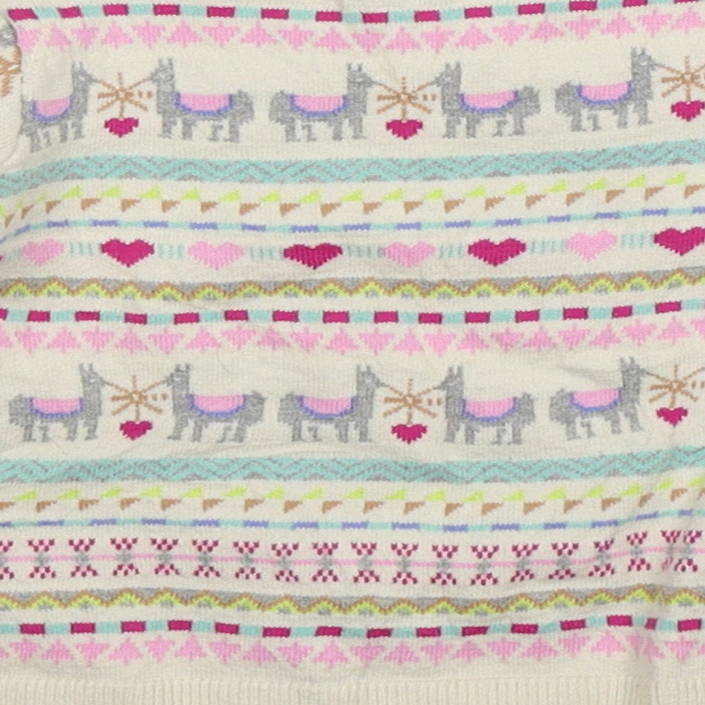 Gap Girls Beige Geometric Knit Pullover Jumper Size 4 Years