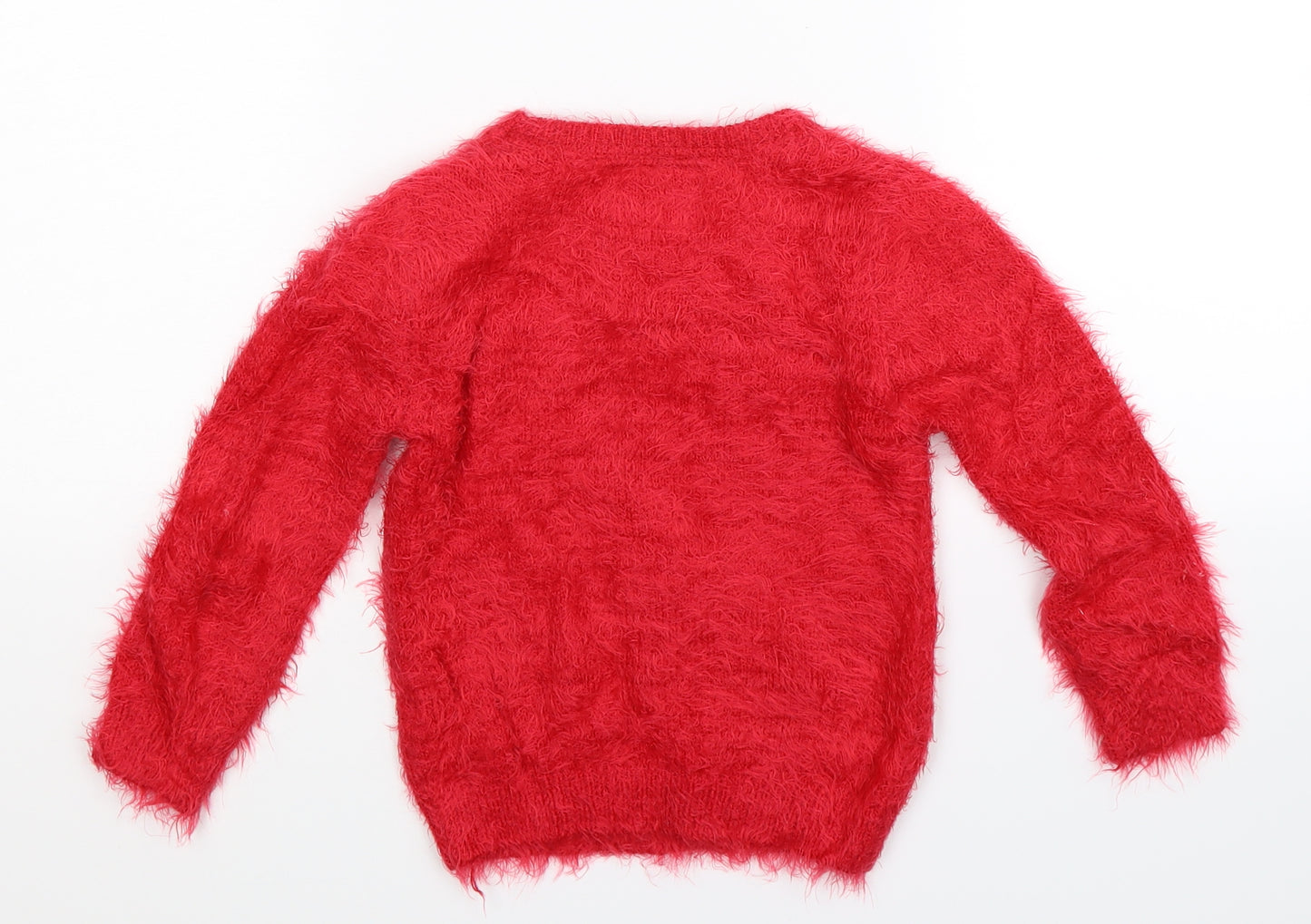 Primark Girls Red  Knit Pullover Jumper Size 5-6 Years