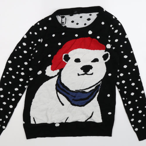 bonprix Womens Black  Knit Pullover Jumper Size S  - Christmas