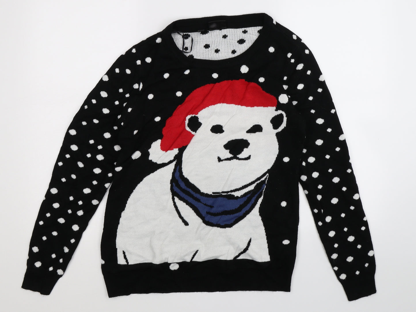 bonprix Womens Black  Knit Pullover Jumper Size S  - Christmas