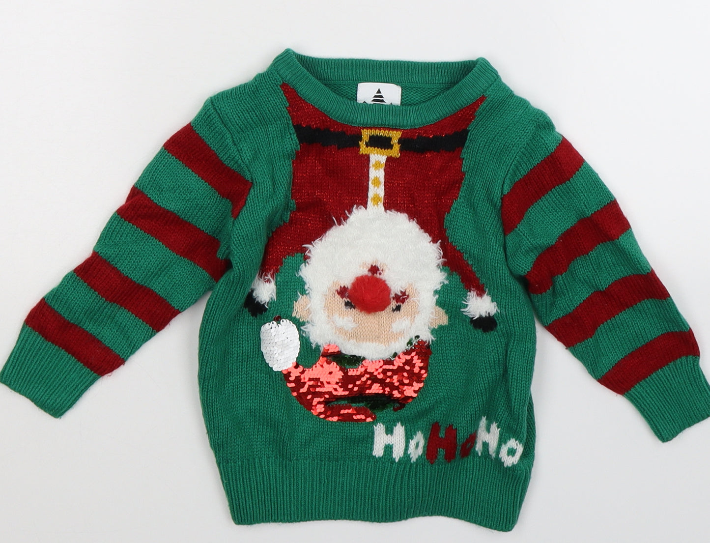 George Baby Green  Knit Pullover Jumper Size 12-18 Months  - Christmas