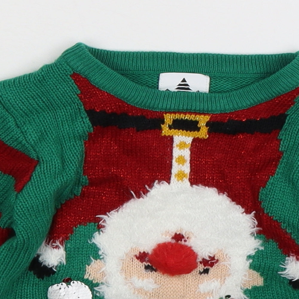 George Baby Green  Knit Pullover Jumper Size 12-18 Months  - Christmas