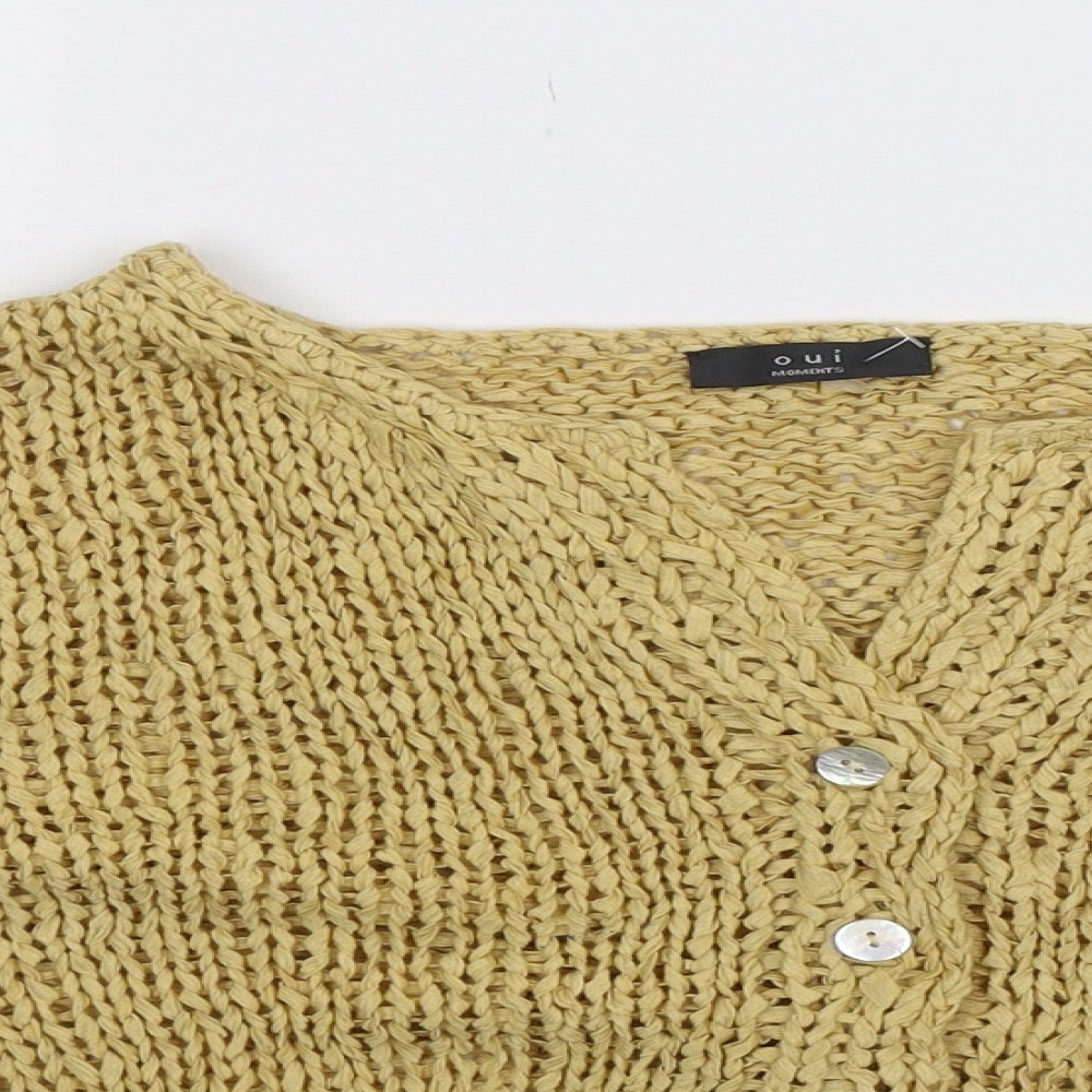 Oui Womens Beige  Knit Cardigan Jumper Size M