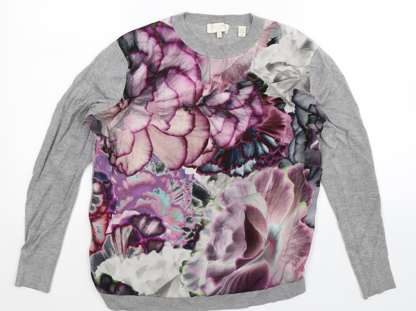 Ted Baker Womens Multicoloured Floral Knit Pullover Jumper Size S