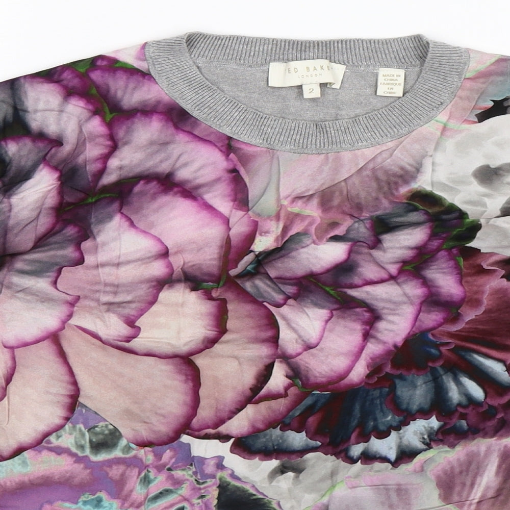 Ted Baker Womens Multicoloured Floral Knit Pullover Jumper Size S
