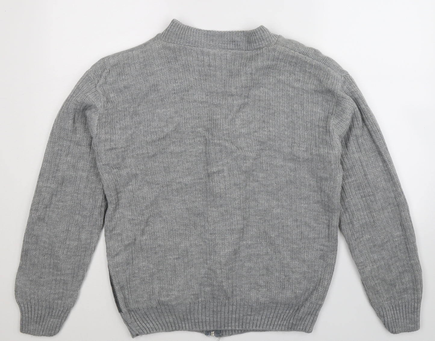 Marks and Spencer Mens Grey Geometric Knit Cardigan Jumper Size L