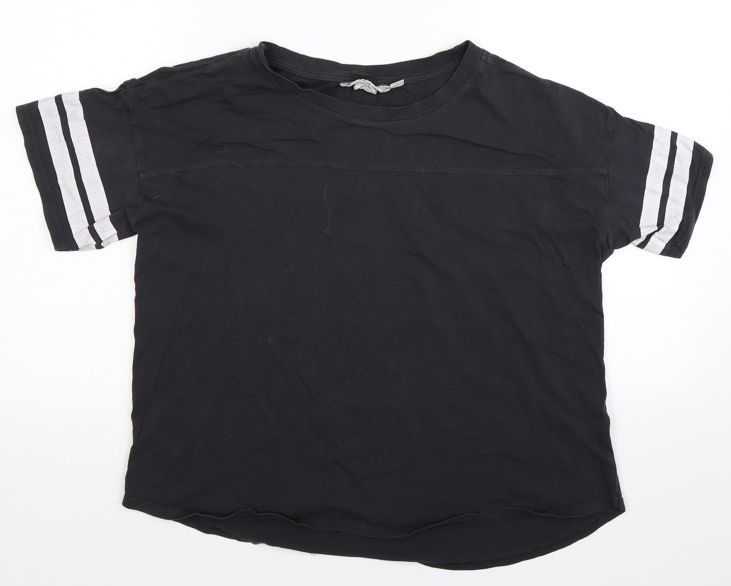 H&M Womens Black Striped  Basic T-Shirt Size M