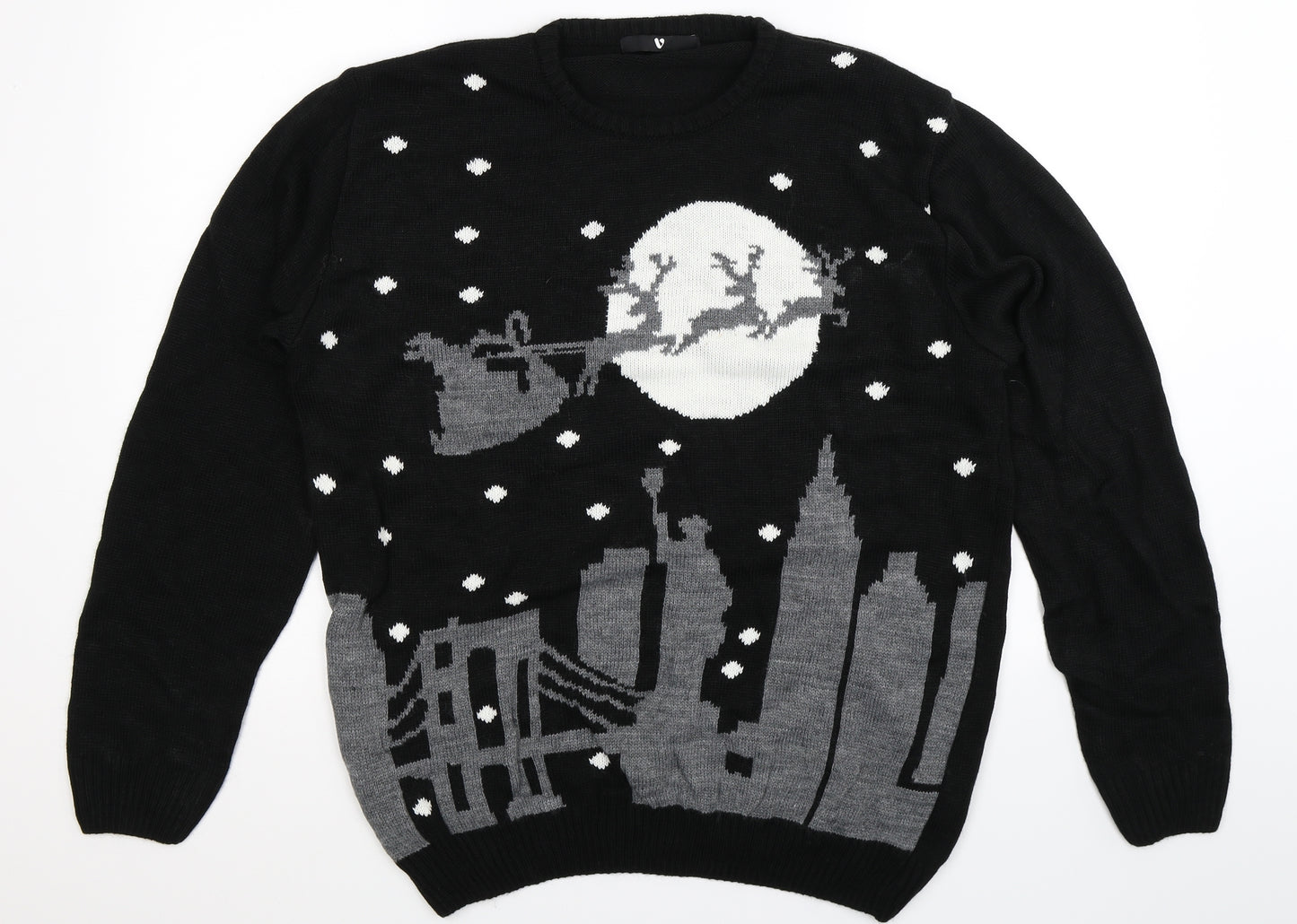 Very Mens Black  Knit Pullover Jumper Size L