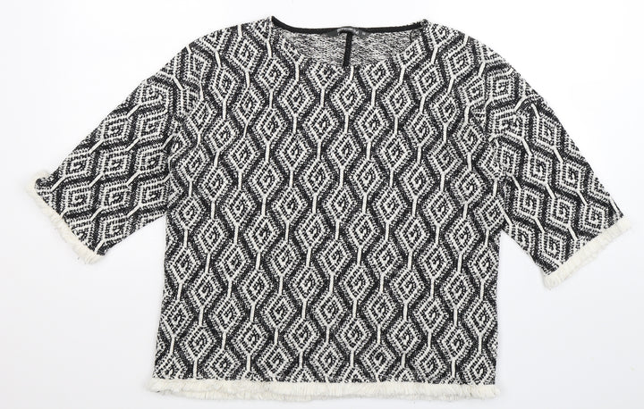 Bonmarché Womens Multicoloured Geometric Knit Pullover Jumper Size 10