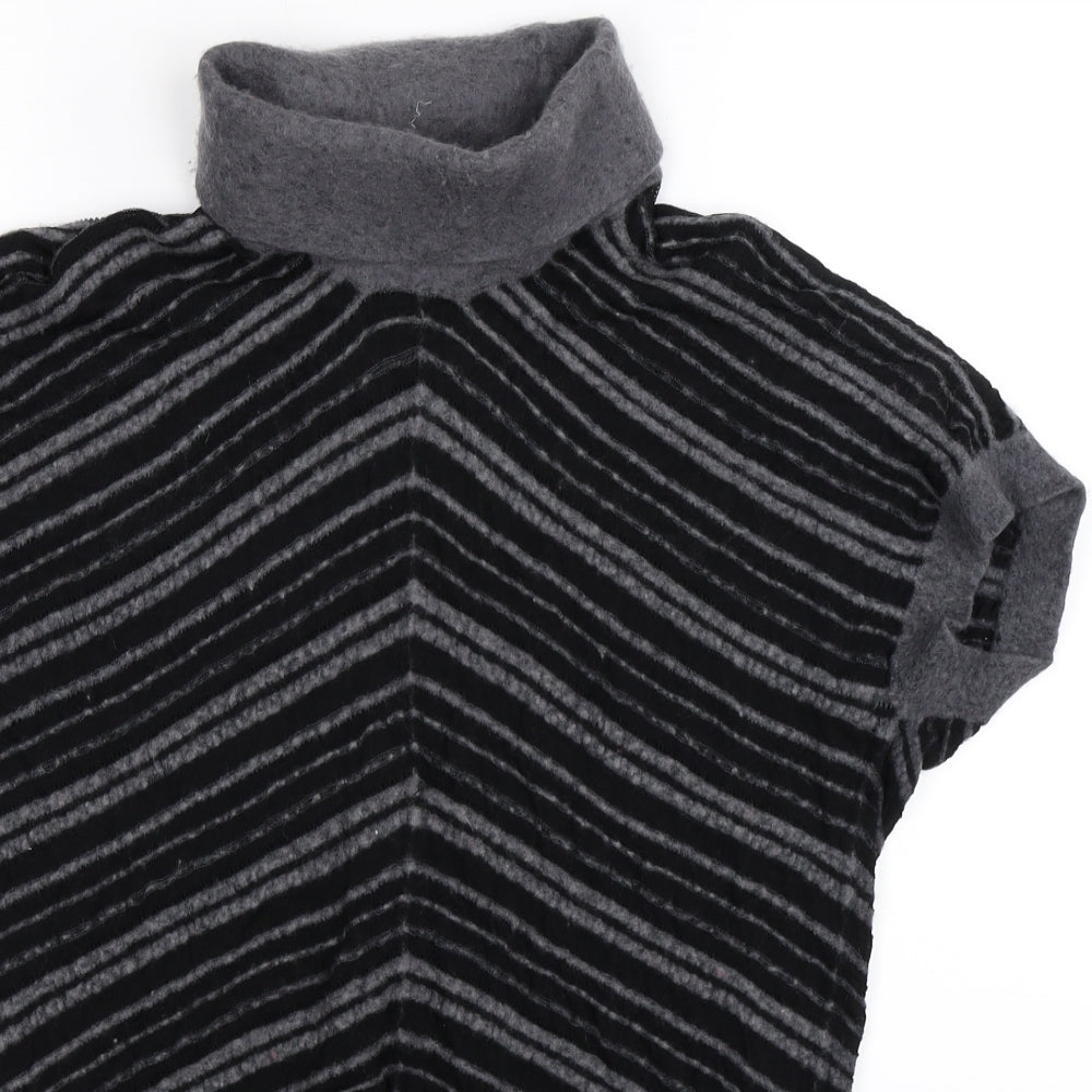 POL Womens Black Striped Knit Pullover Jumper Size S