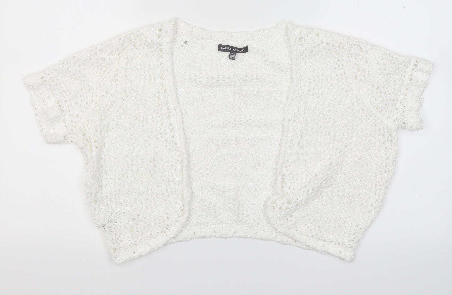 Laura Ashley Womens White  Knit Shrug Jumper Size 14