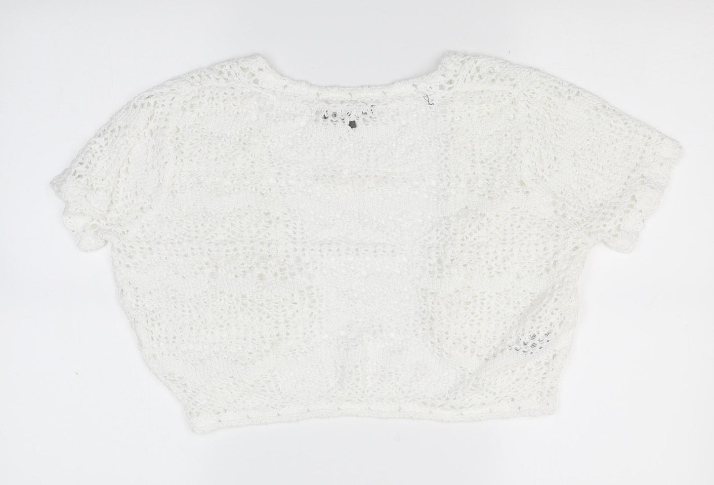 Laura Ashley Womens White  Knit Shrug Jumper Size 14