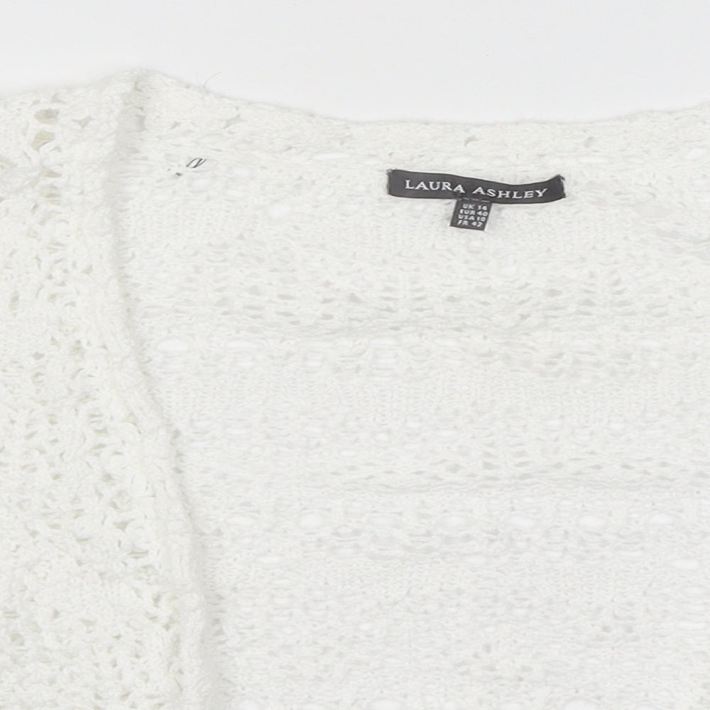 Laura Ashley Womens White  Knit Shrug Jumper Size 14